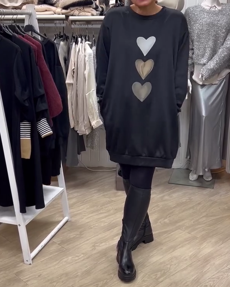 Casual Heart Pattern Shift Dress