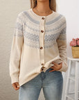 Elegant Geometric Pattern Knit Cardigan for Women