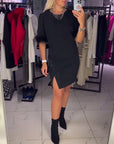 Casual Round Neck Slit Personality Design Dress