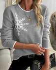 Snowflake Pattern Crew Neck Sweater