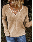 Women's Lace V-Neck Knitted Sweater