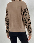 Women's Leopard Print Round Neck Sweater