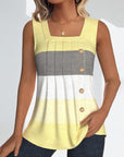 Striped button pleated tank top