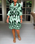 Printed 3/4 sleeve dress