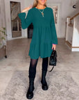 Simple solid color long sleeve dress