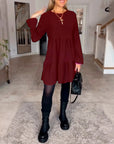 Simple solid color long sleeve dress