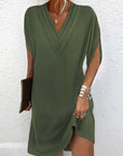 Slit sleeve solid color elegant dress