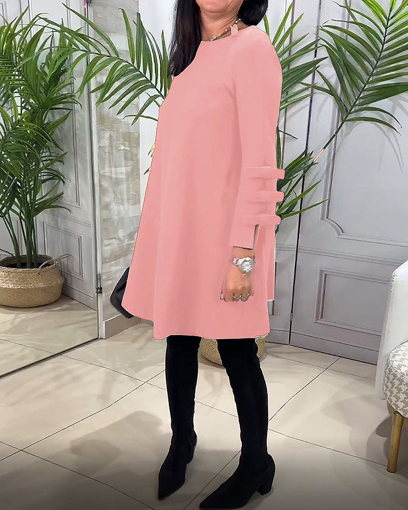 Casual Knee Length Dress with Long Sleeve