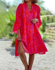 Boho Geometric Print 3/4 Sleeve Dress