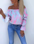 Colorful printed one-shoulder casual top