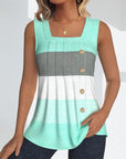 Striped button pleated tank top