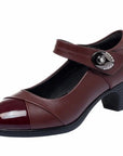 Round Women's Shoes – Genuine Leather with Soft Sole for Ultimate Comfort