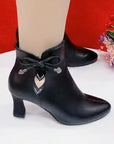 Fashion Pointed Toe Ankle Boots With Bow