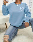 Heart Print Pullover Sweatshirt