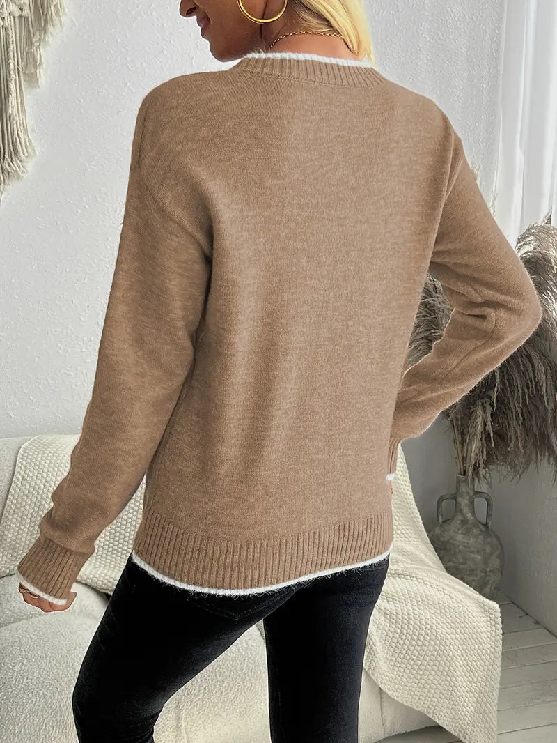 Snowflake Pattern Crew Neck Sweater