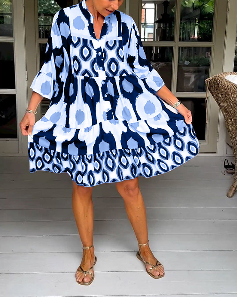 Printed 3/4 sleeve dress