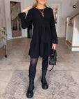 Simple solid color long sleeve dress