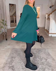 Simple solid color long sleeve dress