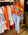 Long-sleeved colorful casual blouse