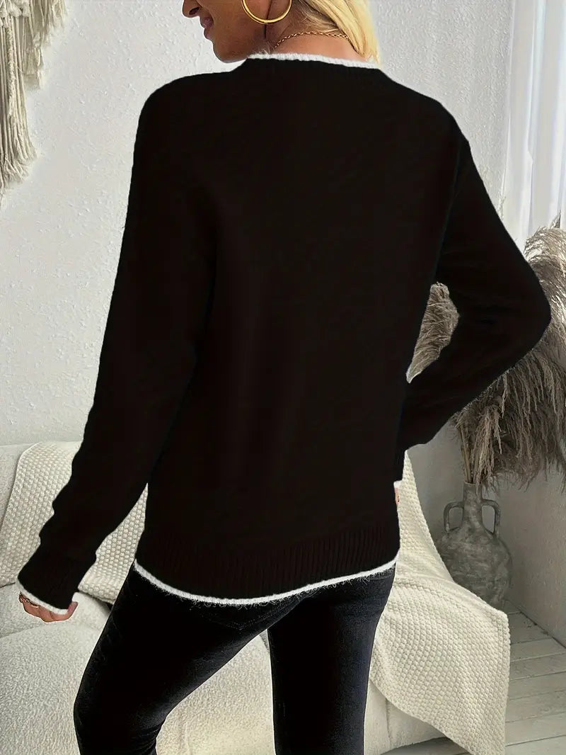 Snowflake Pattern Crew Neck Sweater