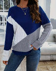 Women's Color Block Drop Shoulder Sweater