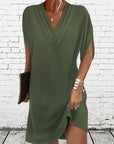 Slit sleeve solid color elegant dress