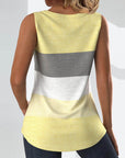 Striped button pleated tank top