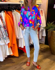 Long-sleeved colorful casual blouse