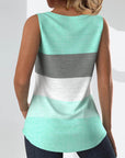 Striped button pleated tank top