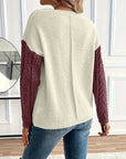 Chic Color Block Crew Neck Sweater for Women's