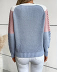 Chic Color Block Crew Neck Sweater for Women