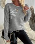 Snowflake Pattern Crew Neck Sweater