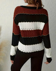 Elegant Striped V-Neck Sweater for Women's