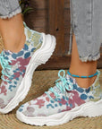 Breathable Lace-Up Sneakers with Floral Pattern