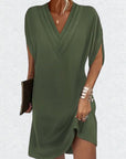 Slit sleeve solid color elegant dress