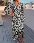 V Neck Leopard Printed Dress