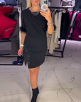 Casual Round Neck Slit Personality Design Dress