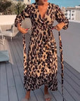 V Neck Leopard Printed Dress