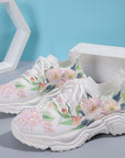 Breathable Lace-Up Sneakers with Floral Pattern