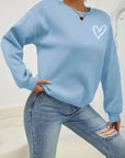 Heart Print Pullover Sweatshirt