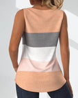 Striped button pleated tank top