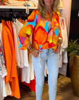 Long-sleeved colorful casual blouse