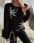 Snowflake Pattern Crew Neck Sweater