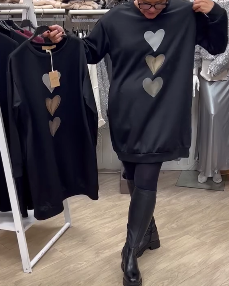 Casual Heart Pattern Shift Dress