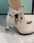 Fashion Pointed Toe Ankle Boots With Bow