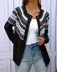 Women's Geometric-Patterned Acrylic Knit Cardigan