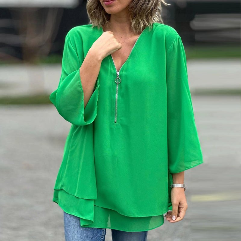 Lightweight Chiffon Zipper Shirt