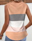 Striped button pleated tank top