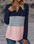 V-neck colour block top