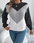 Women's Elegant Color Block Crew Neck Sweater